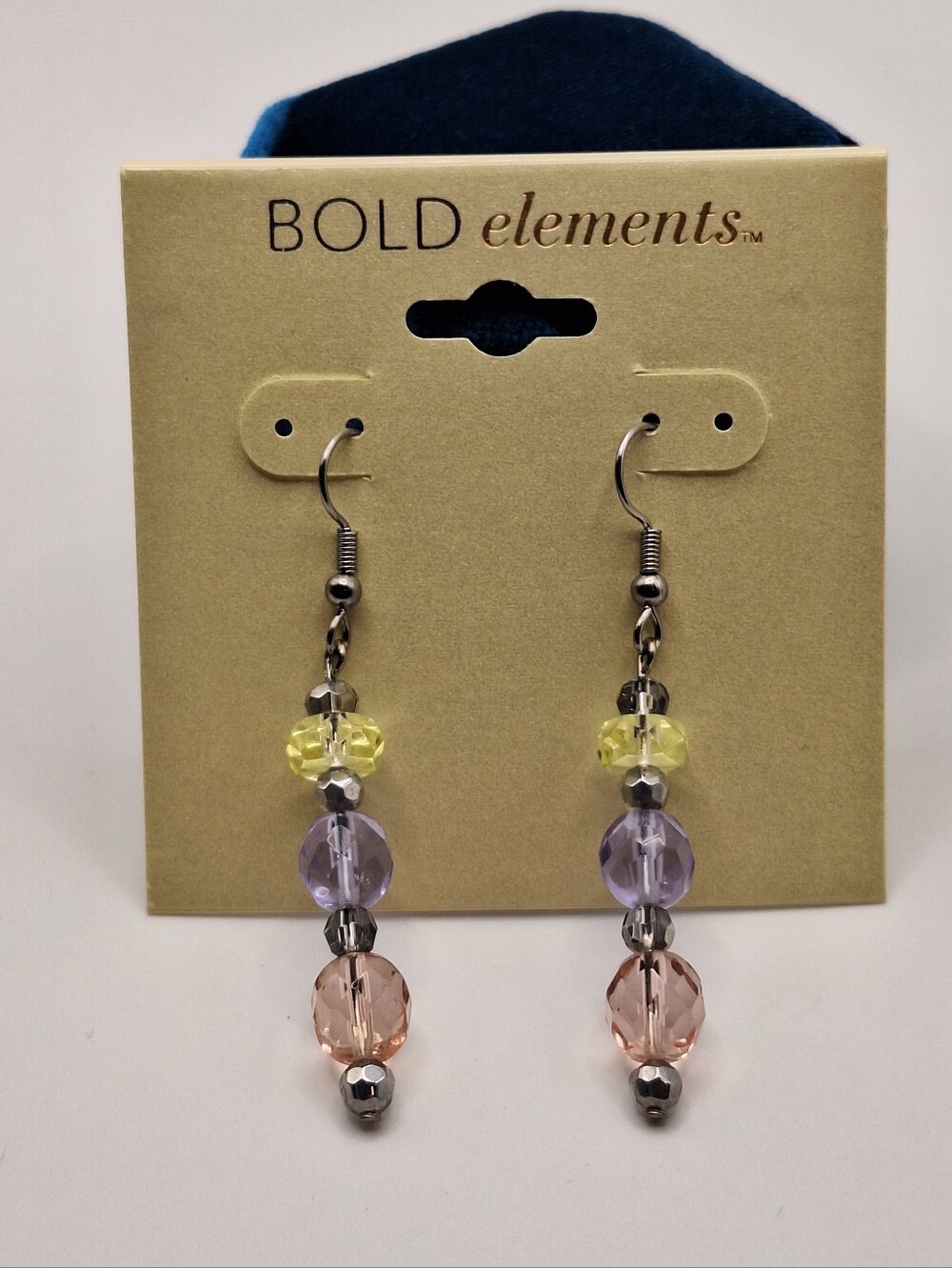 BOLD elements Pastel Beaded Drop Earrings - Yellow, Lavender, Peach